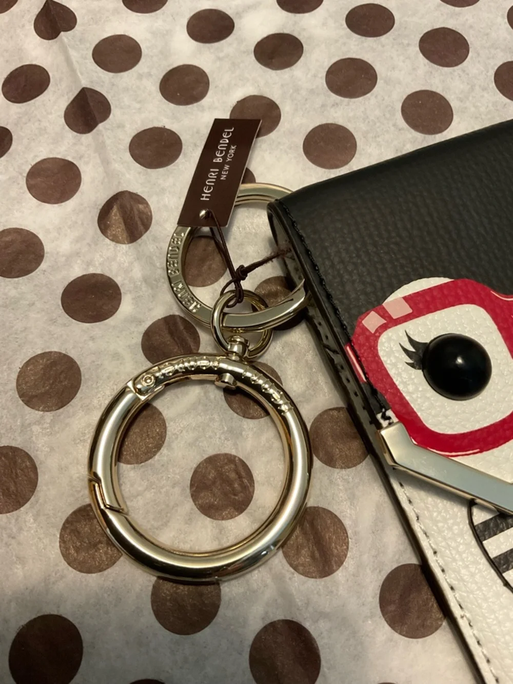NWT Henri Bendel Quinn Card Case Holder Key Chain Purse Charm w Dust Bag